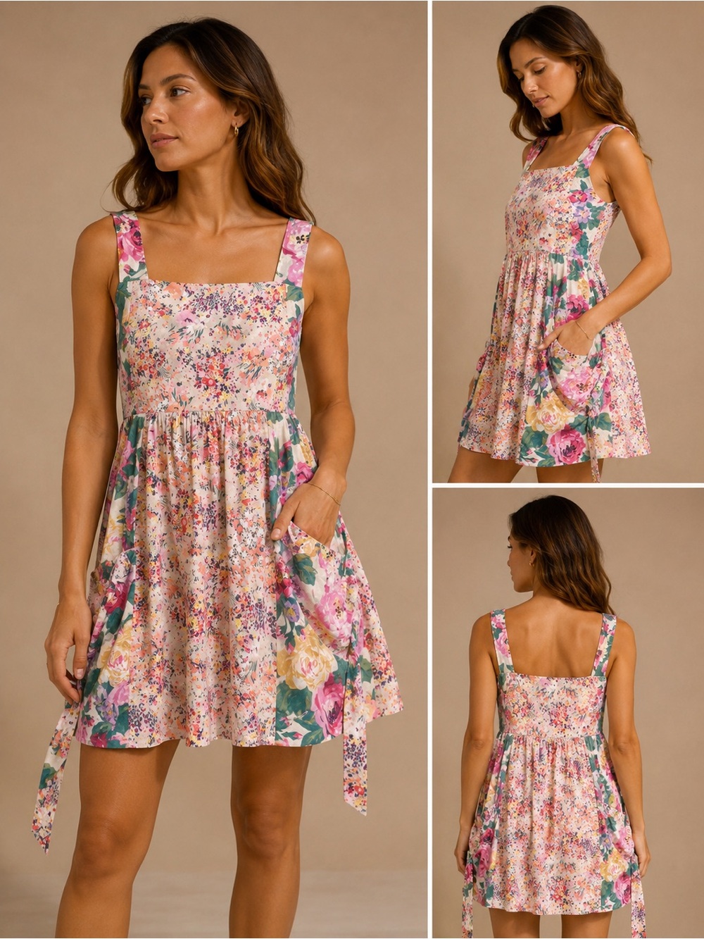 H&M Garden Collection Babydoll Y2K Mini Dress Pink Size 10